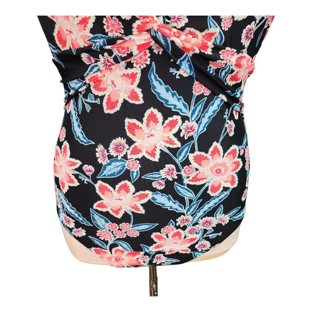 NWT Old Navy Swimsuit Womens XXL Black Neon Peach Floral One Piece Vacation Swim - Picture 7 of 14